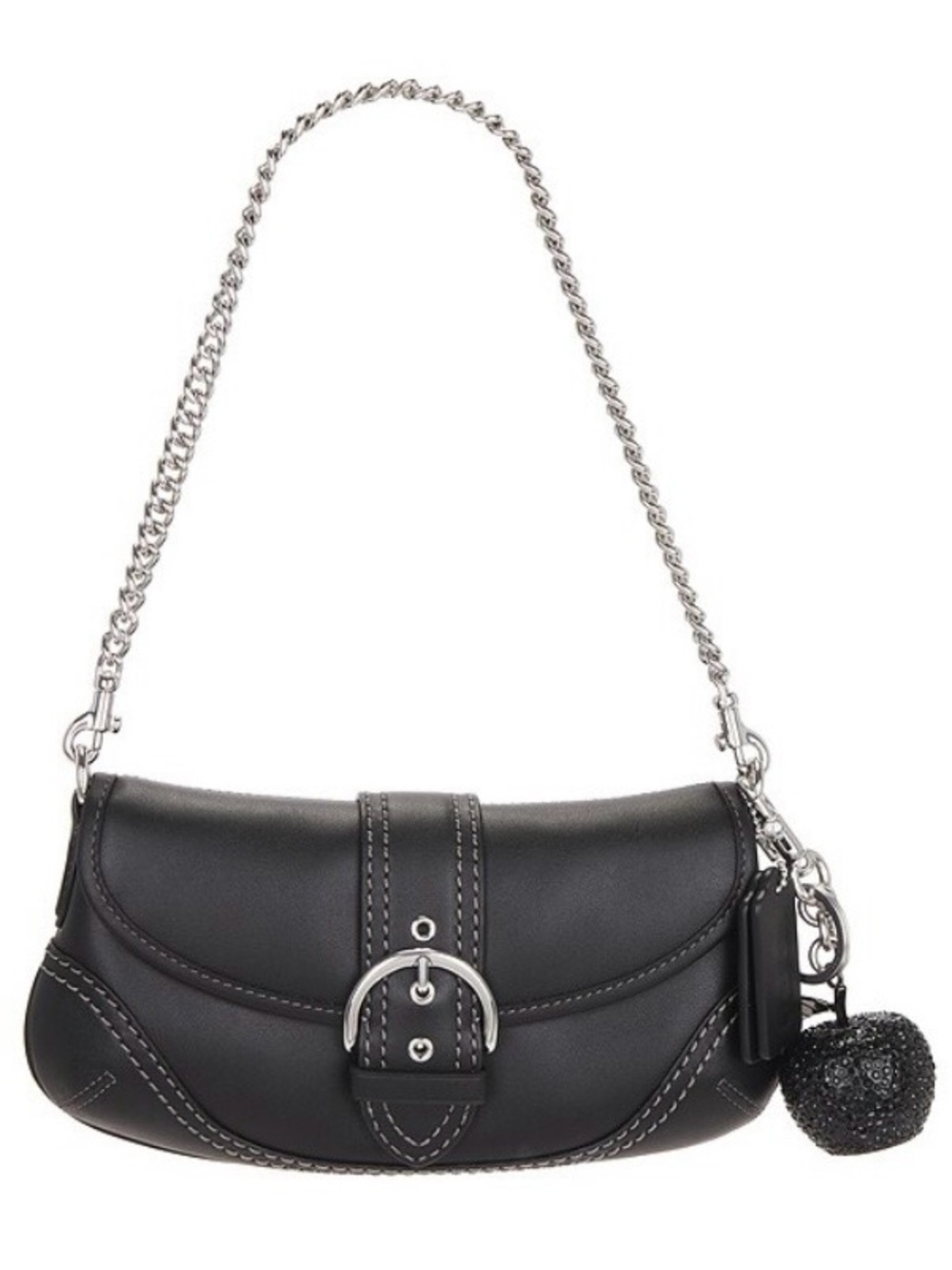 COACH Black Crystal Apple Charm with Silver Hardware NWT - Picture 5 of 7